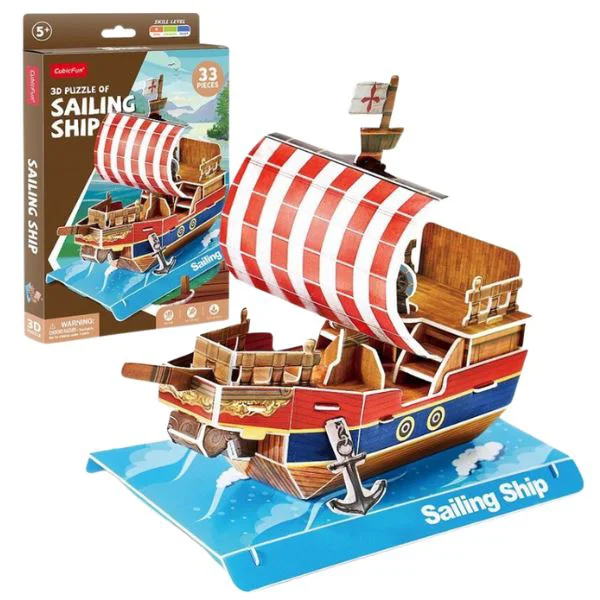 Puzzle 3D CubicFun Corabie cu panze