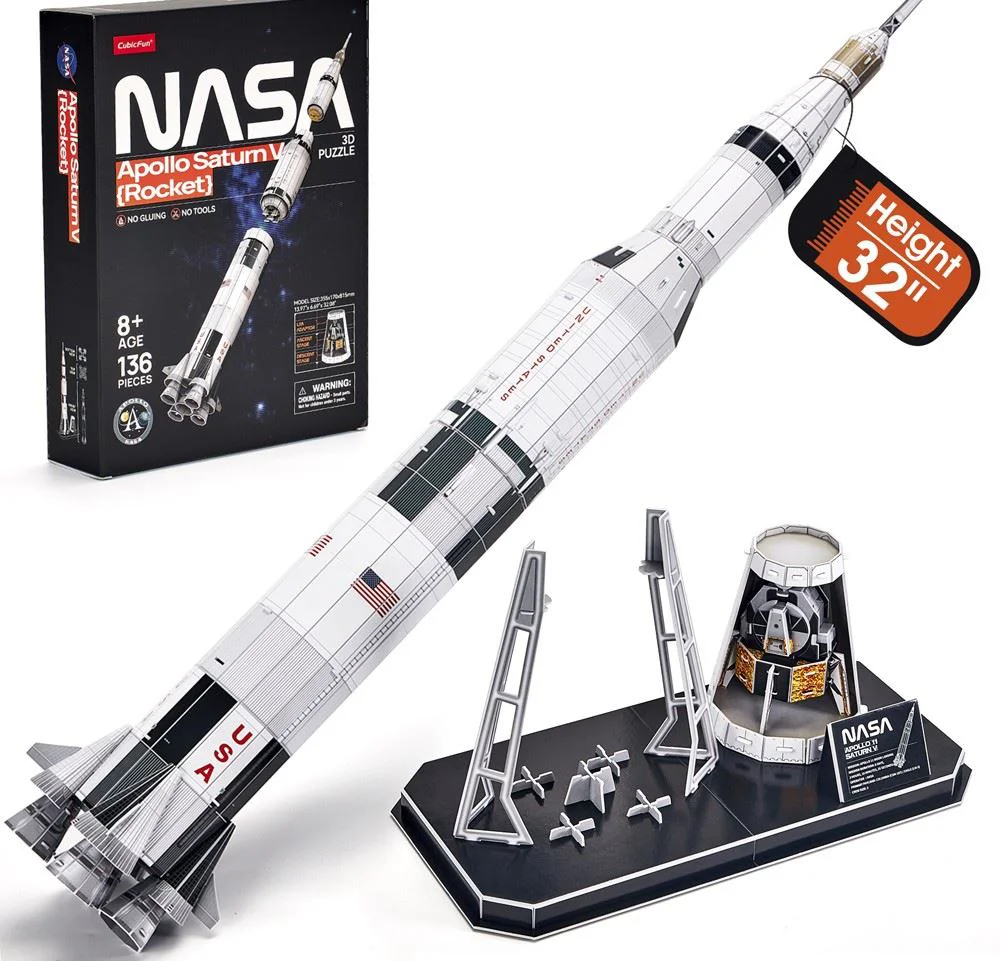 Puzzle 3D CubicFun Racheta Apollo Saturn V