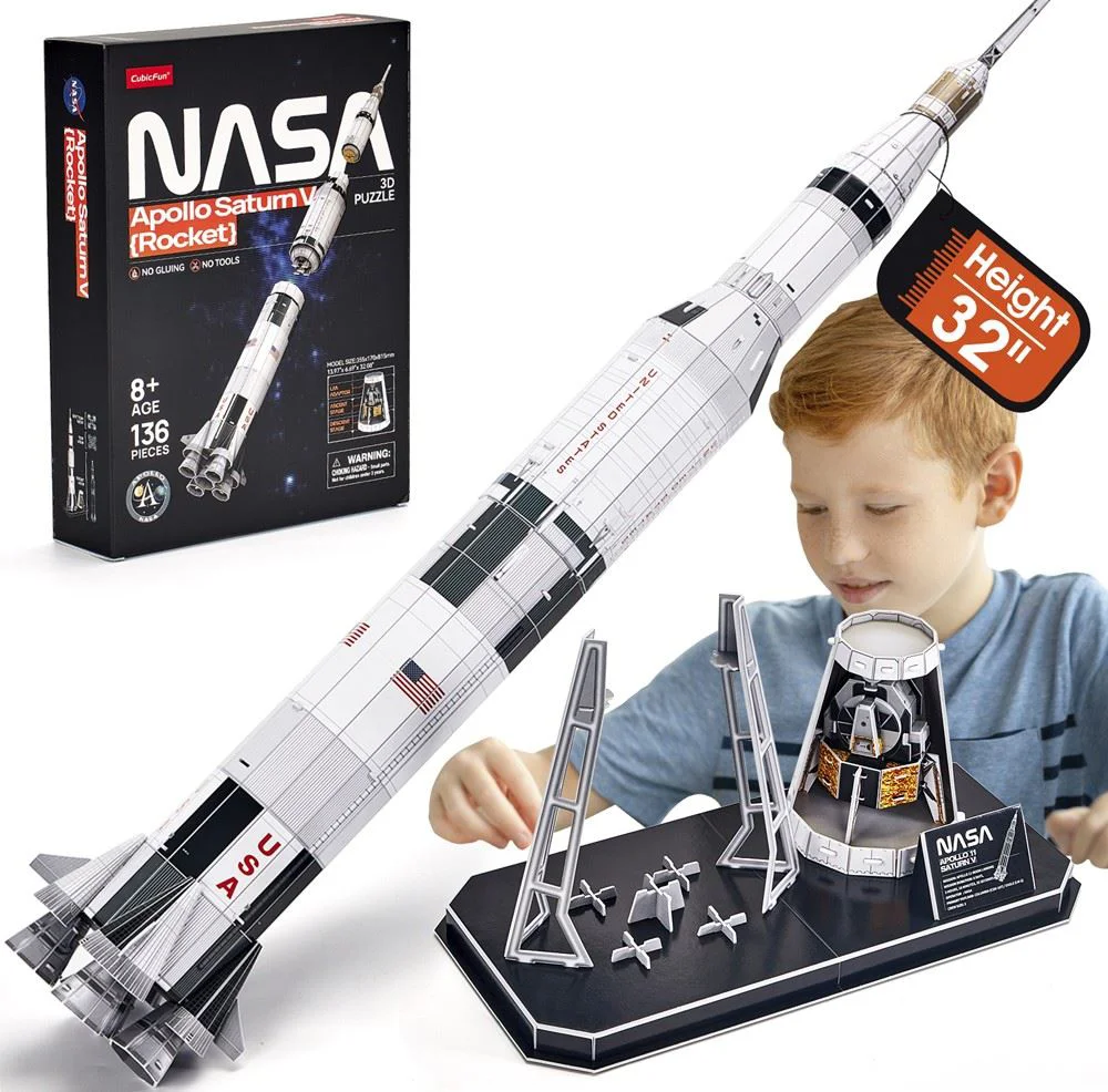 Puzzle 3D CubicFun Racheta Apollo Saturn V