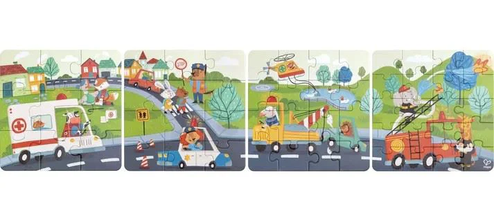 Puzzle 4 in 1 Hape Vehicule de salvare foto