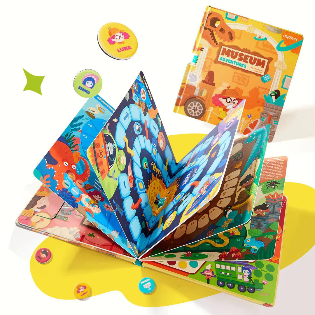 Книга с настольными играми 6 в 1 Mideer Приключения в музее