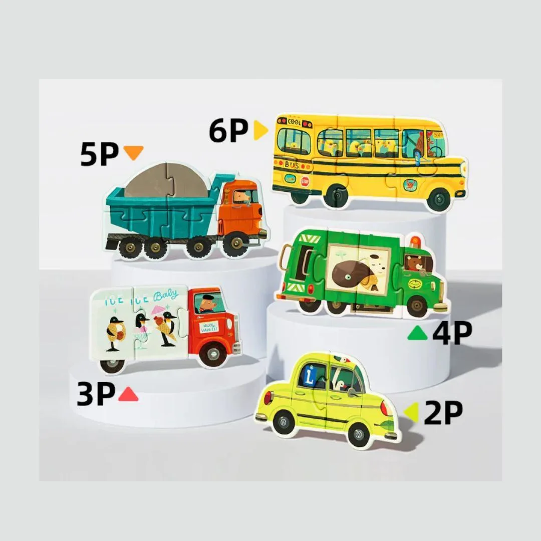 Primul Puzzle 6 in 1 Mideer Vehicule