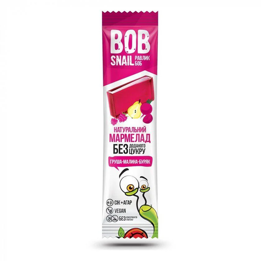 Marmelada Bob Snail de pere, zmeura si sfecla, 38 g