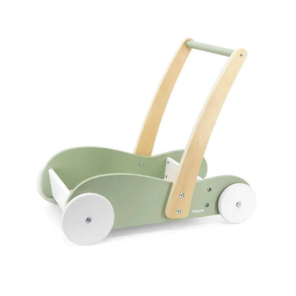 Premergator din lemn 2 in 1 Viga Toys si carucior pentru papusi, Verde