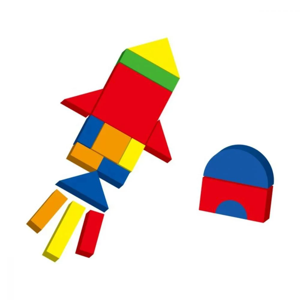 Set de blocuri magnetice din lemn Viga Toys Forme si culori foto