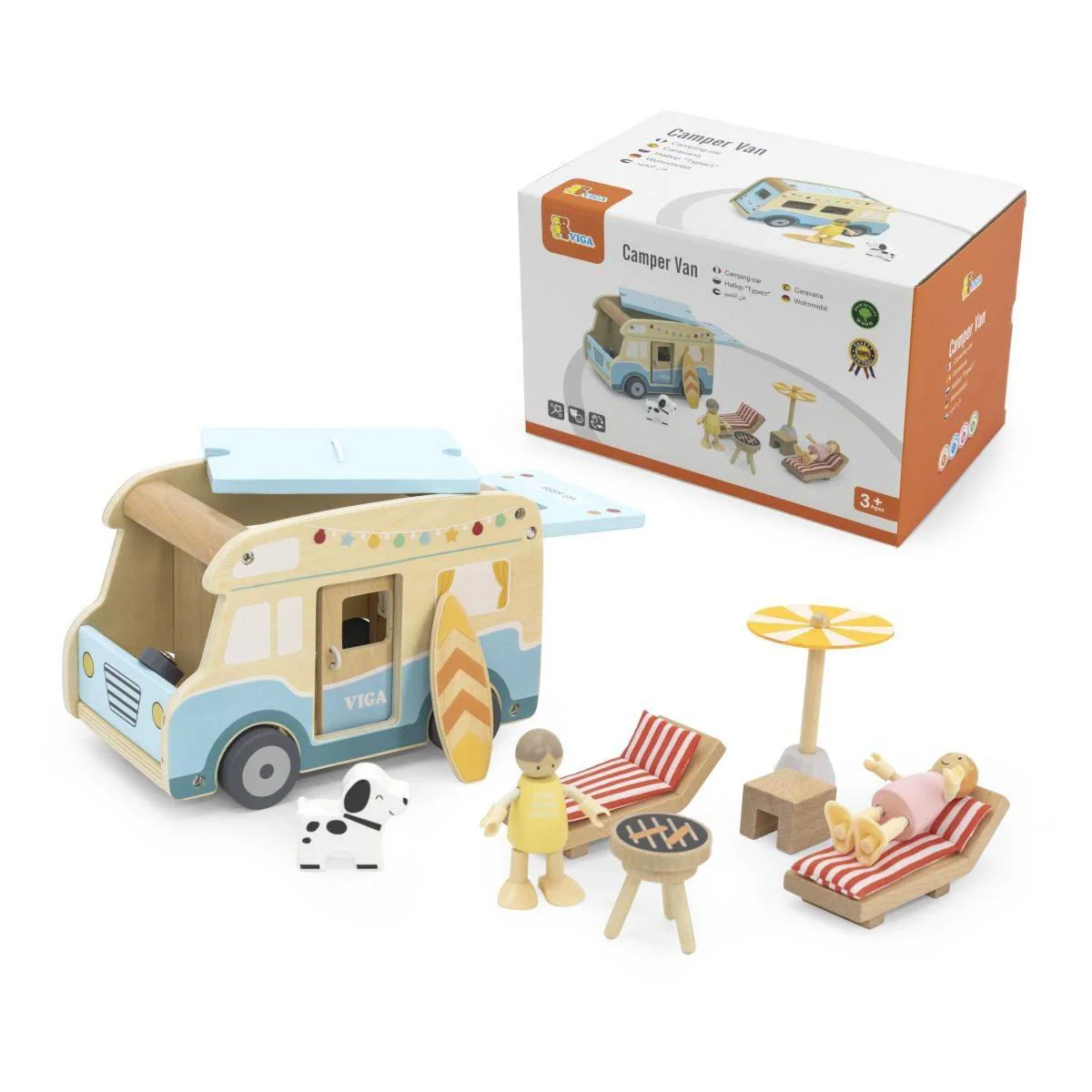 Деревянный игровой набор Viga Toys Дом на колёсах с фигурками и аксессуарами foto