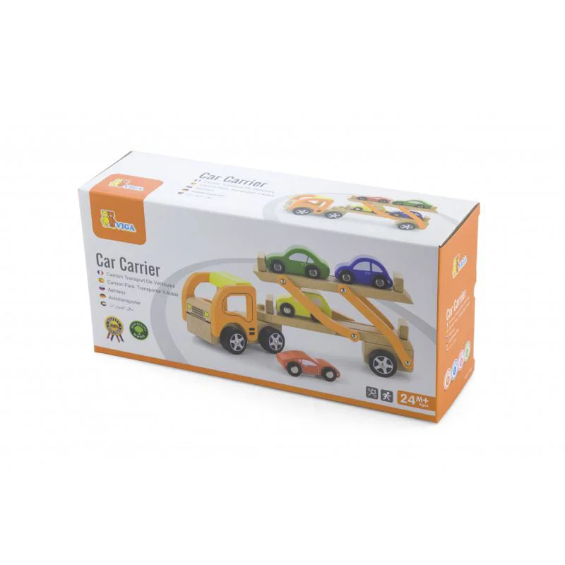 Set de joaca din lemn Viga Toys Transportor de masini foto
