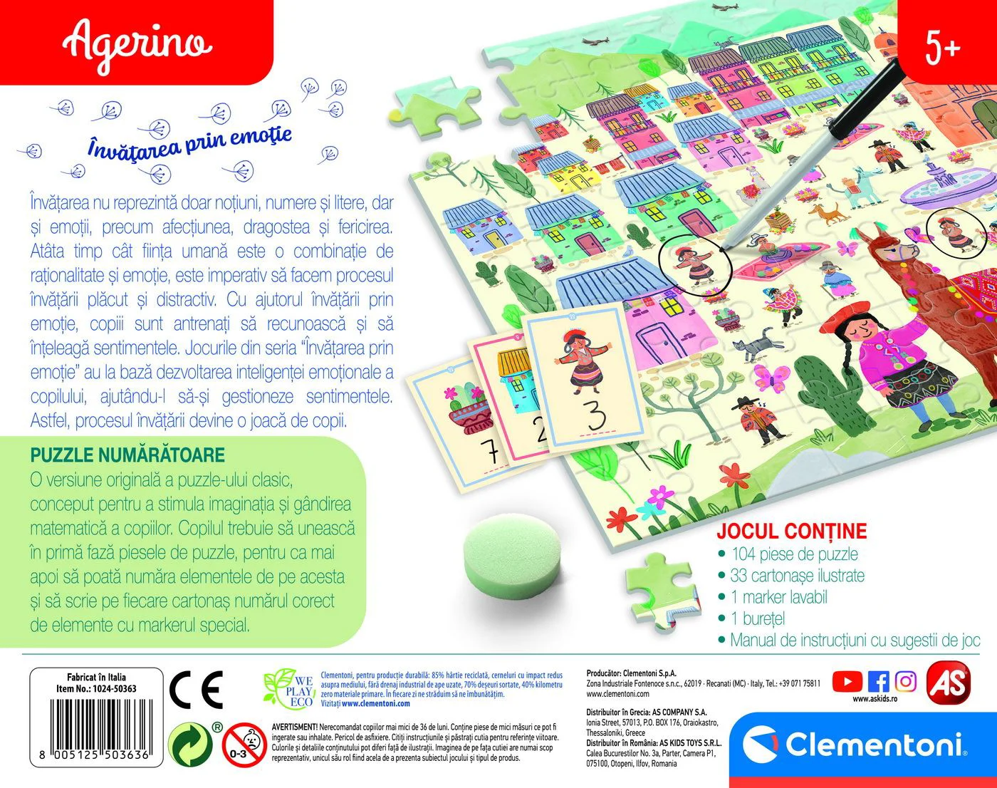 Puzzle educativ AS KIDS Agerino Numaratoare, 104 el. foto