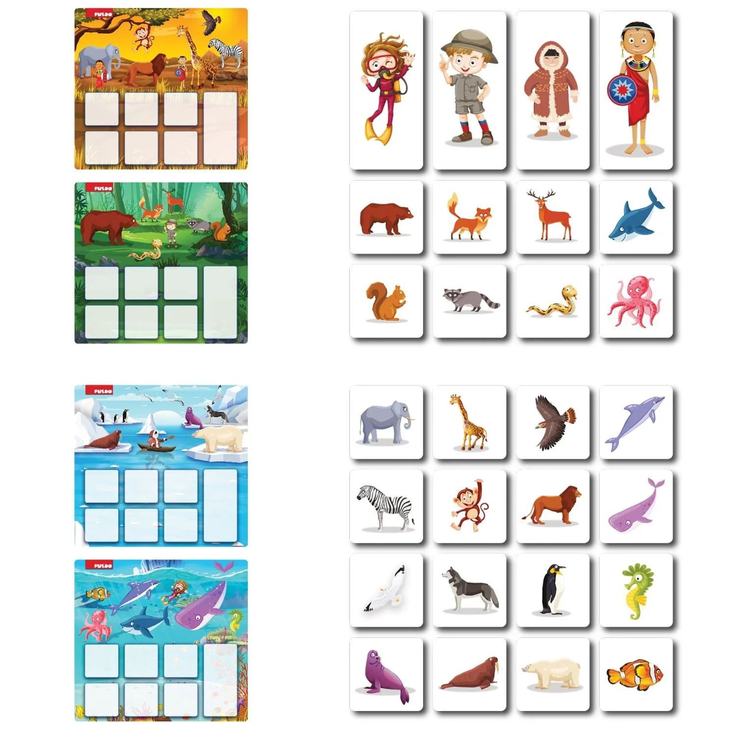 Joc Bingo Puedo Habitatul animalelor, 32 piese