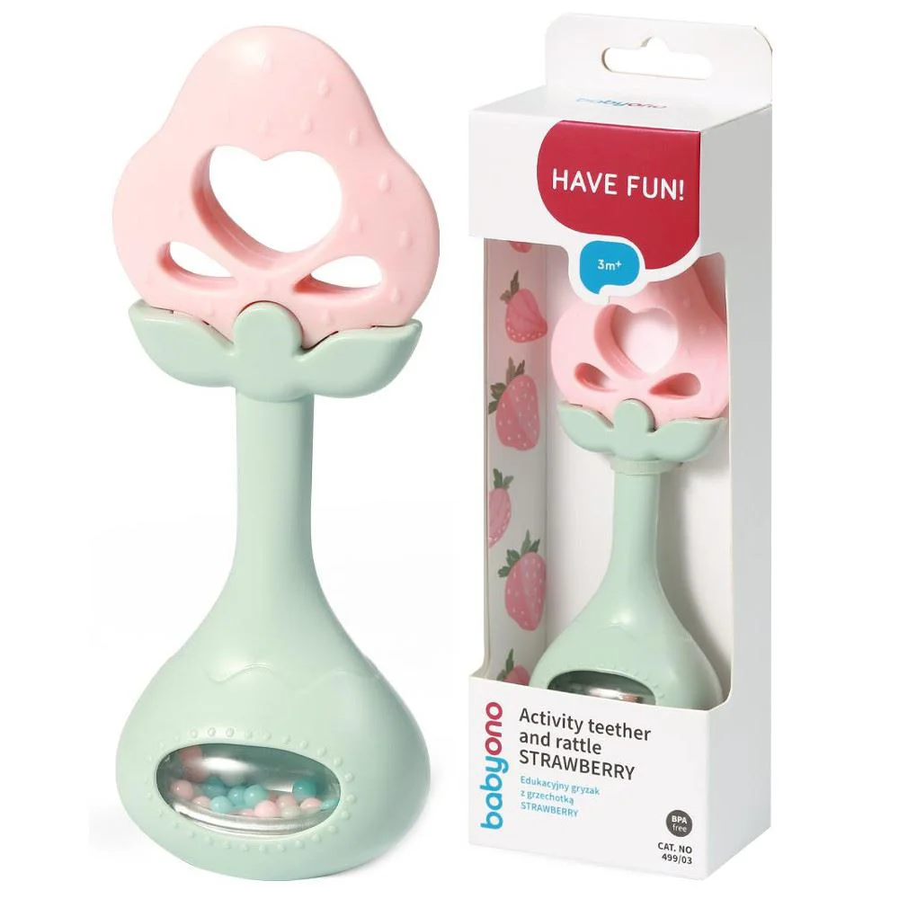Погремушка с прорезывателем BabyOno Juicy Strawberry