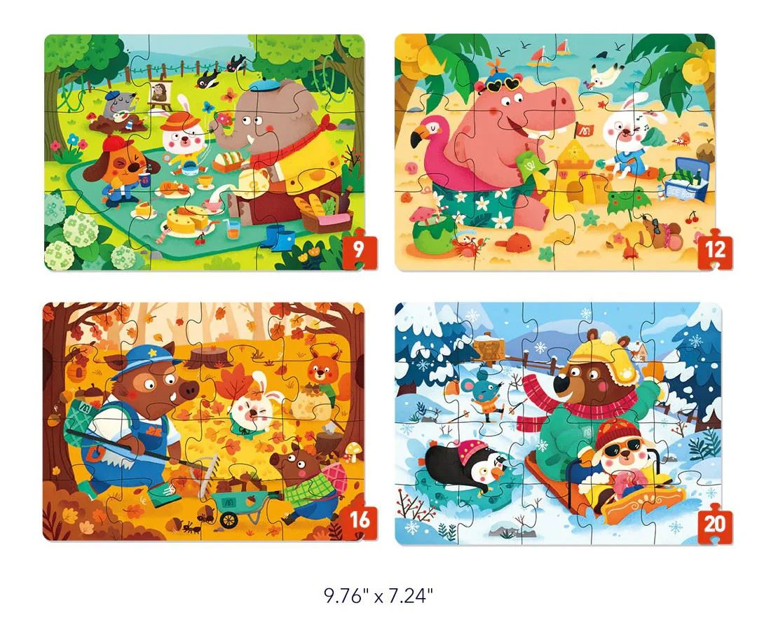 Puzzle 4 in 1 Mideer Anotimpurile padurii, nivelul 2 foto