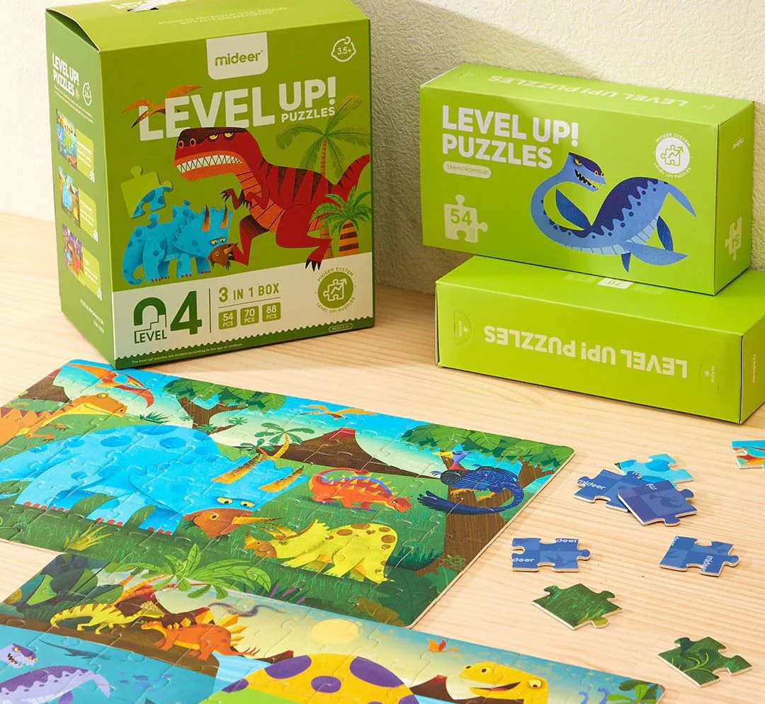 Puzzle 3 in 1 Mideer Era dinozaurilor, nivelul 4 foto