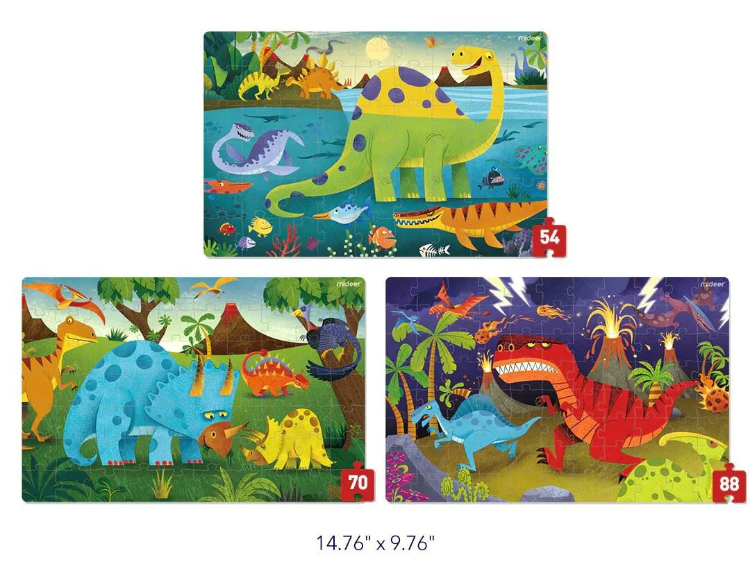Puzzle 3 in 1 Mideer Era dinozaurilor, nivelul 4 foto