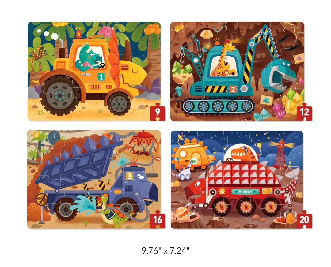 Puzzle 4 in 1 Mideer Proiectele dinozaurilor, nivelul 2 foto