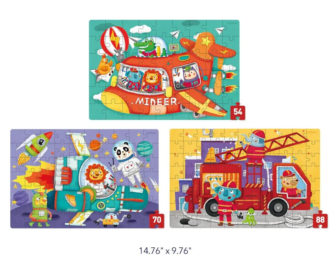 Puzzle 3 in 1 Mideer Transport, nivelul 4 foto