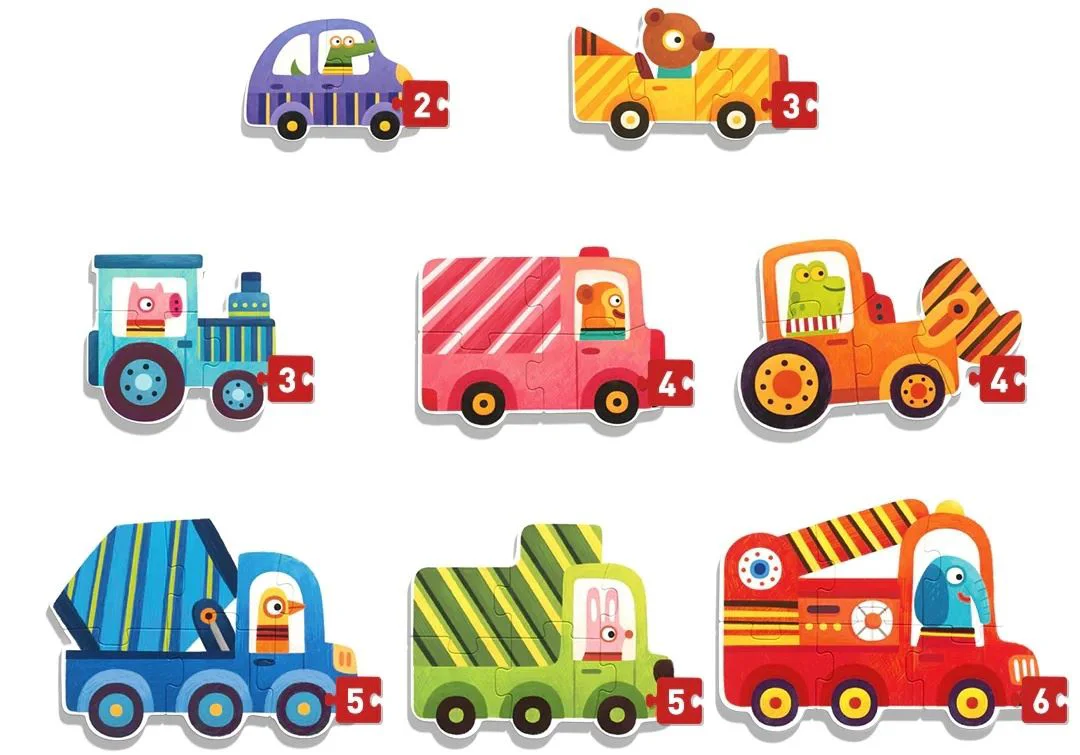 Puzzle 8 in 1 Mideer Transport, nivelul 1 foto