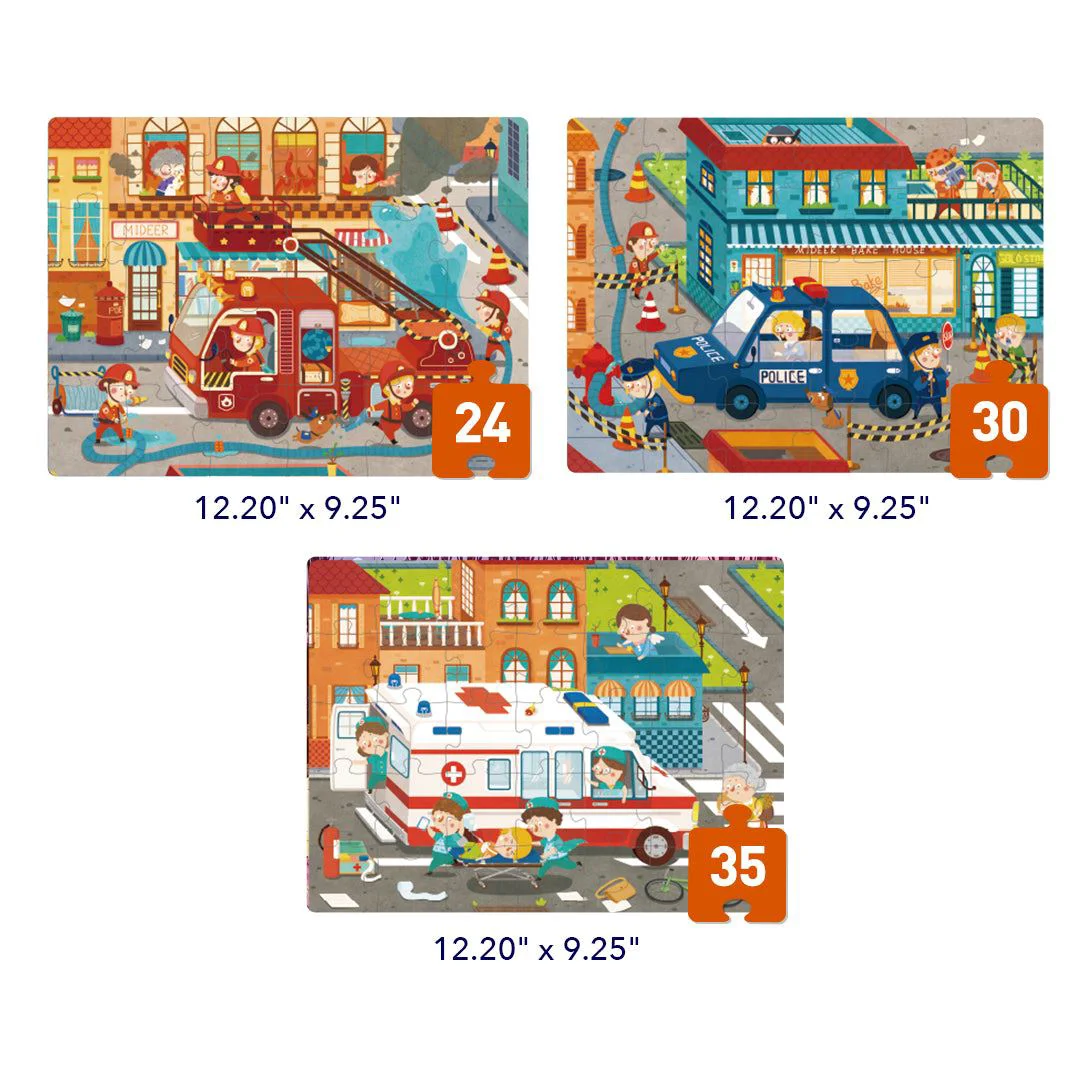 Puzzle 3 in 1 Mideer Echipa de salvare, nivelul 3 foto