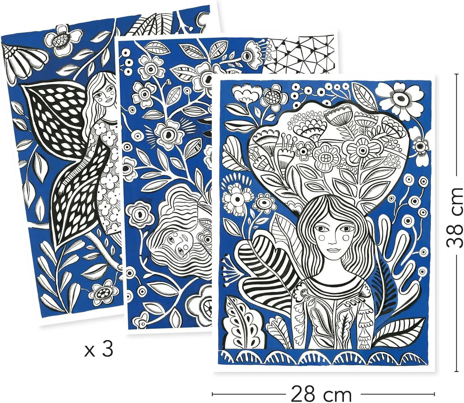 Портфолио с 3 постерами для раскрашивания Djeco Blooms