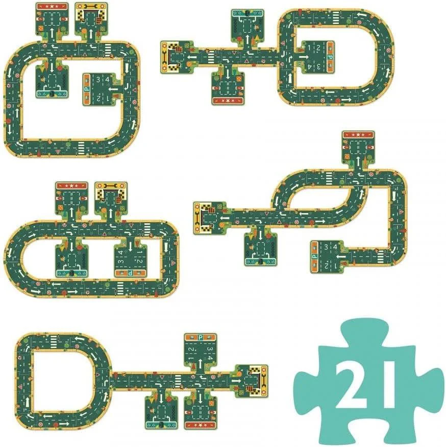Гигантский пазл Djeco Roads - Pop to Play, 21 эл.