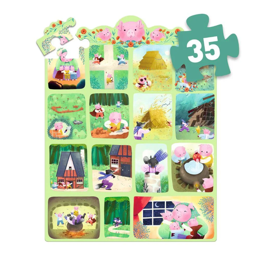 Puzzle Djeco Cei 3 purcelusi, 35 el. foto