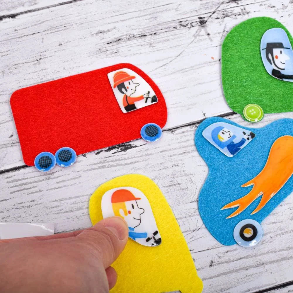 Set de creatie cu autocolante din fetru Djeco I Love Cars foto