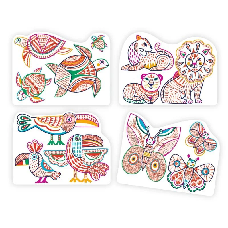 Set de colorat Djeco Colour Reveal Wild Families foto