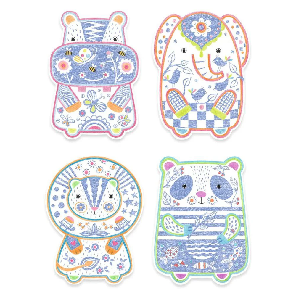 Set de colorat Djeco Colour Reveal Wild Animals foto