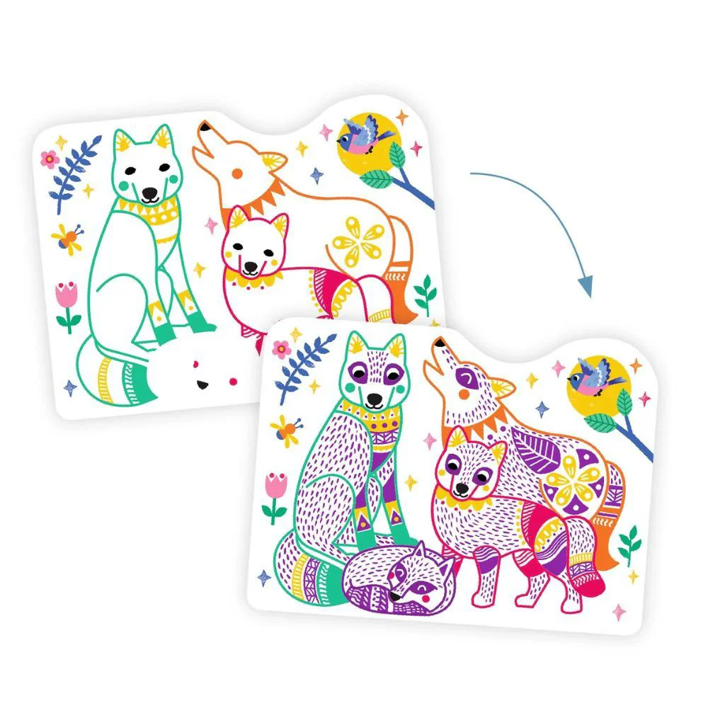 Set de colorat Djeco Colour Reveal Forest Families foto