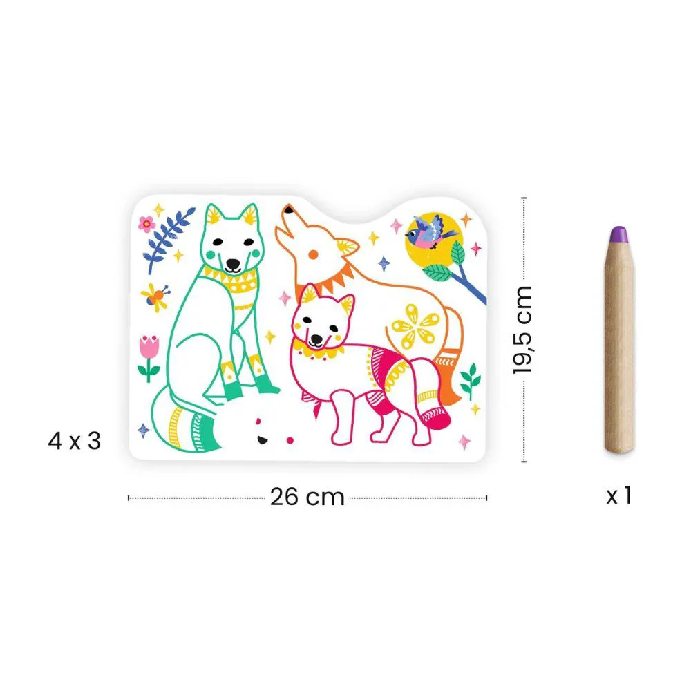 Set de colorat Djeco Colour Reveal Forest Families foto