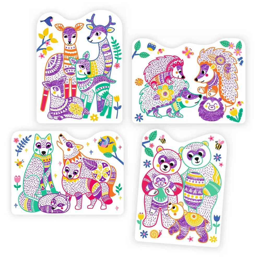 Set de colorat Djeco Colour Reveal Forest Families foto