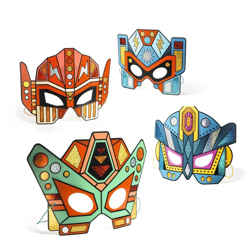 Set de creatie cu masti de supereroi Djeco DIY Super Robots foto