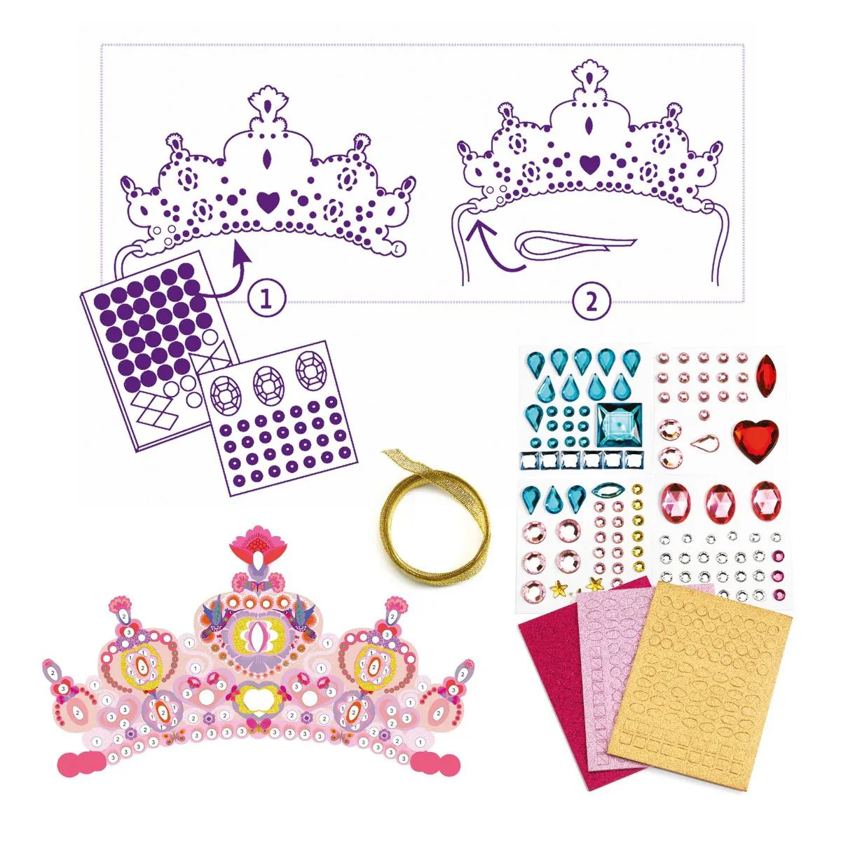 Set de creatie pentru decorarea tiarelor Djeco DIY Like a Princess foto