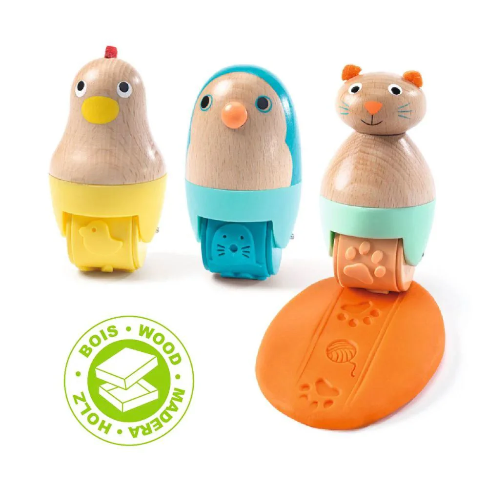 Set de role din lemn pentru plastilina Djeco Myplastirollers foto