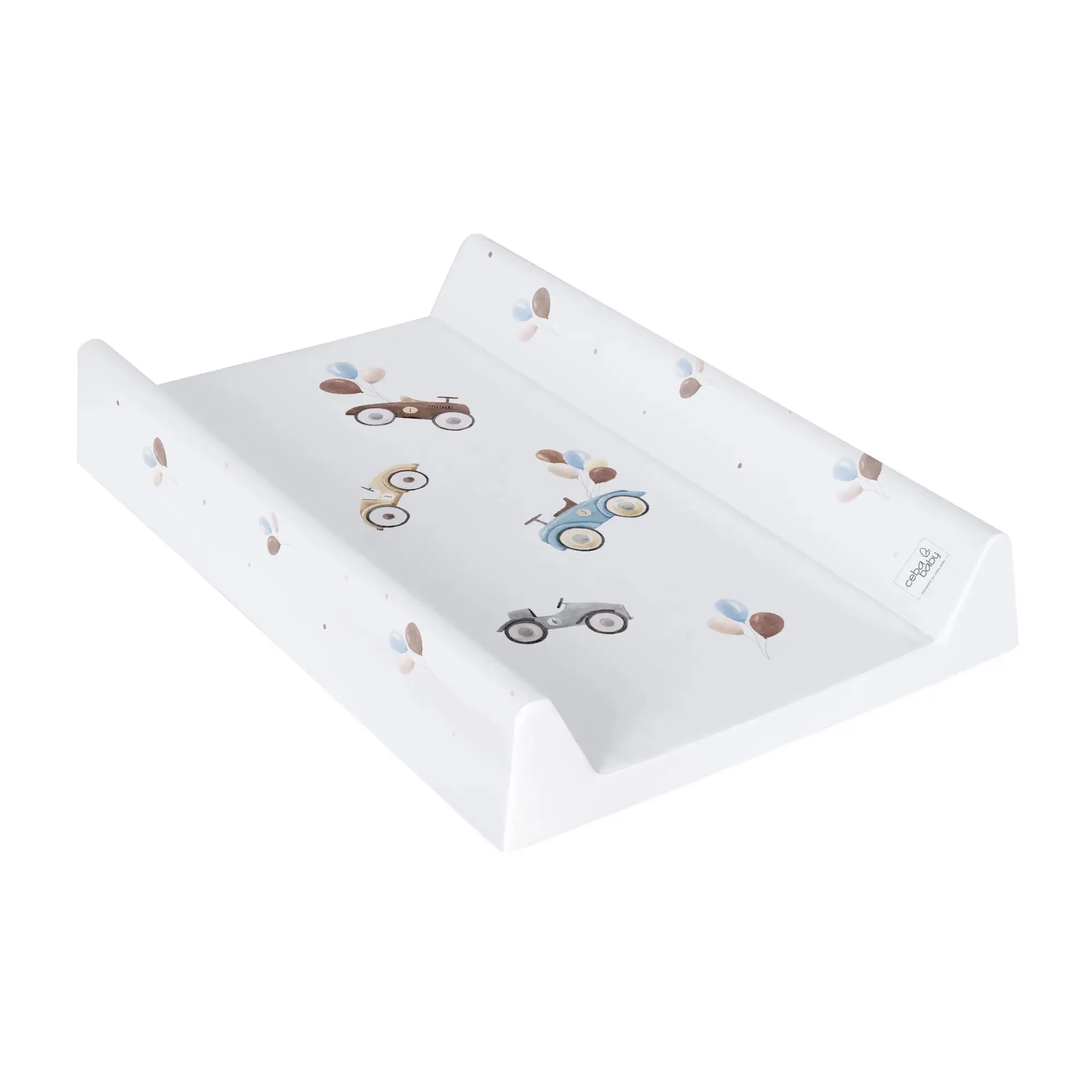 Твёрдый двухсторонний пеленальный коврик Ceba Baby Comfort Retro Cars, 70x50 см