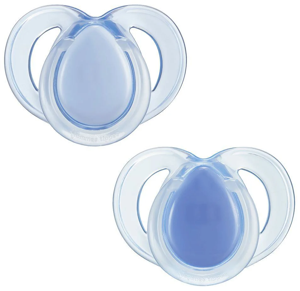Ортодонтические силиконовые пустышки Tommee Tippee Night Time Синие (18–36 мес.), 2 шт. foto
