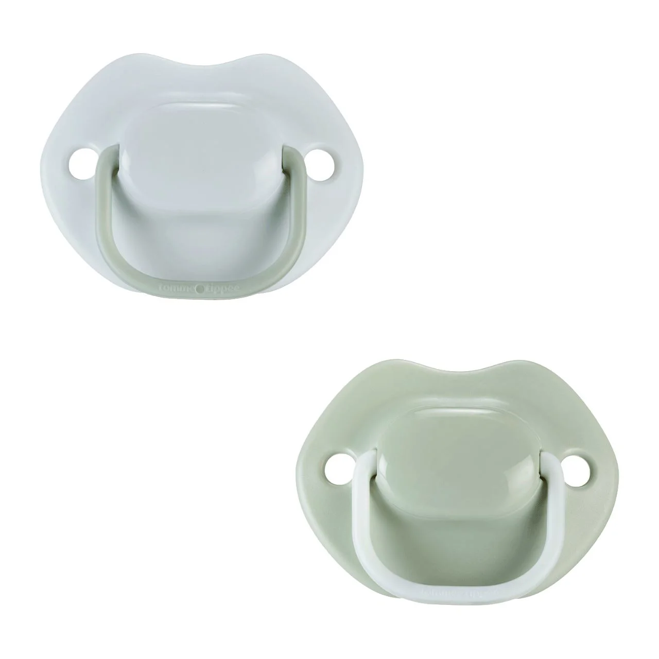 Ортодонтические силиконовые пустышки Tommee Tippee Moda Бело-Зелёные (0–6 мес.), 2 шт. foto