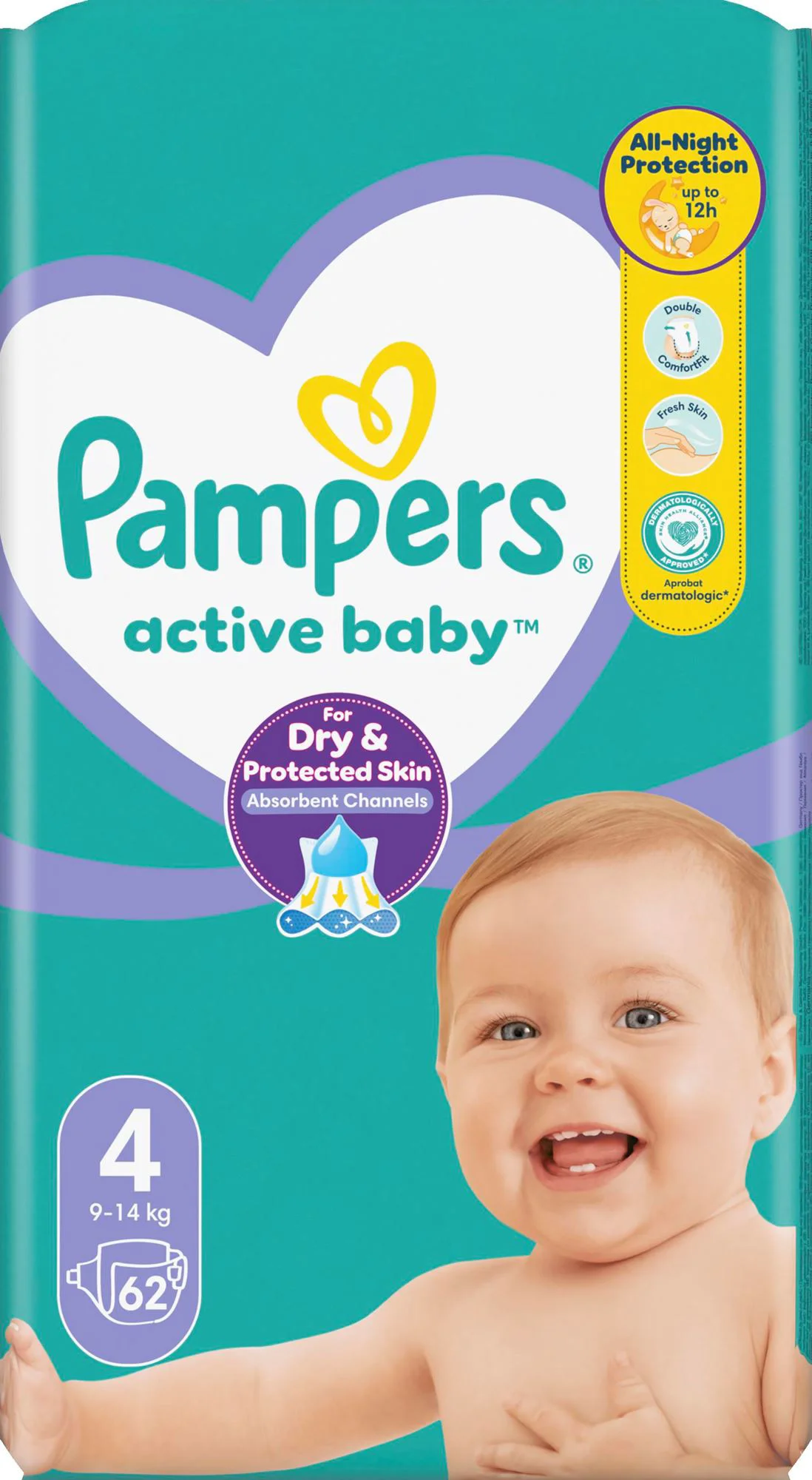Подгузники Pampers Active Baby 4 Maxi (9-14 кг), 62 шт. foto