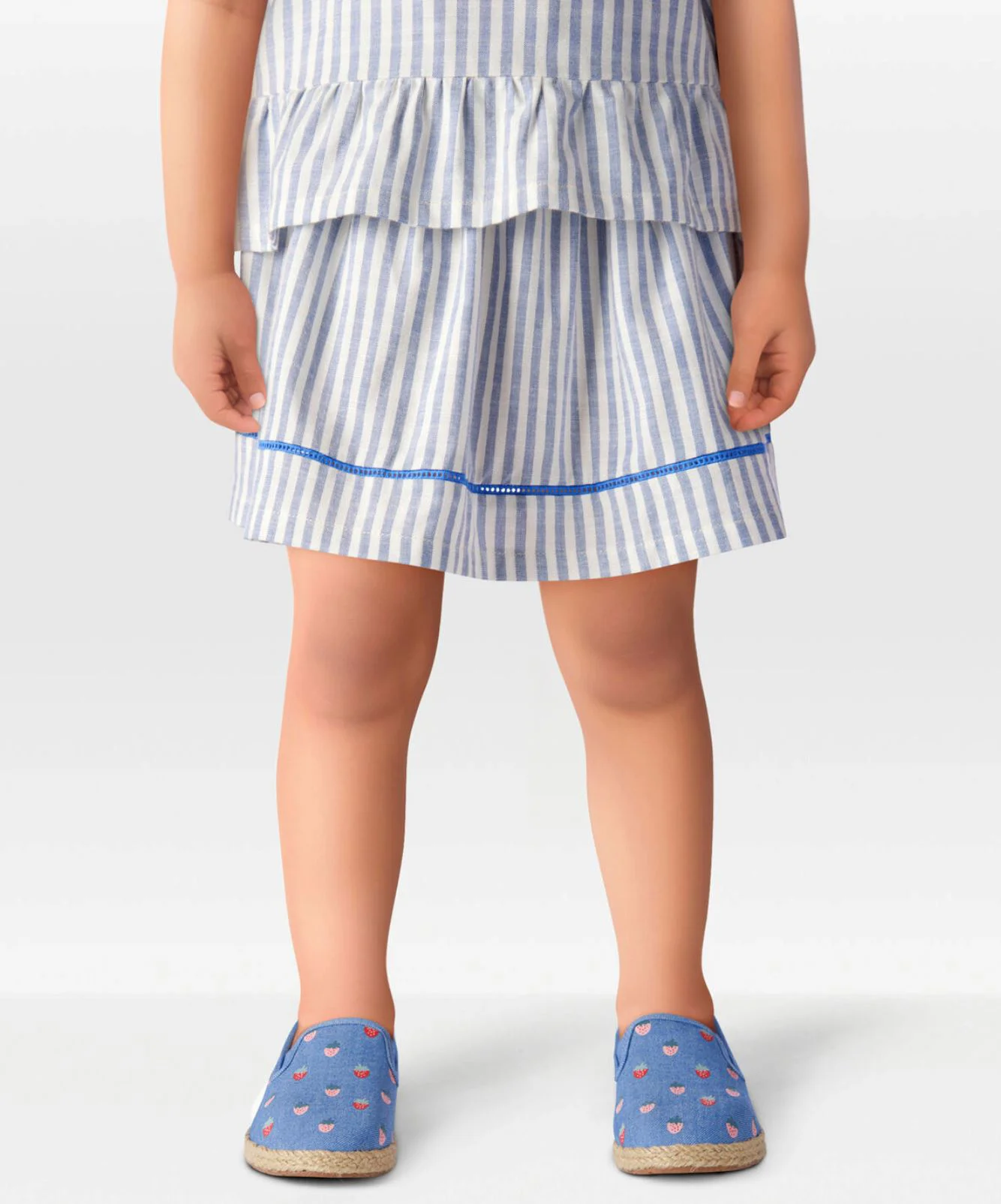 Carter's Fustita de in Faux Linen Blue Stripe foto