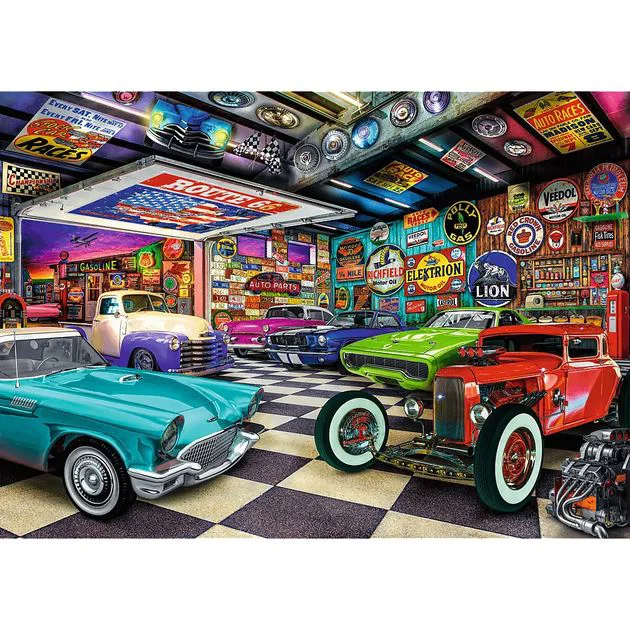Puzzle Trefl Premium Plus Tea Time: Car Collectors Garage, 1000 el. foto