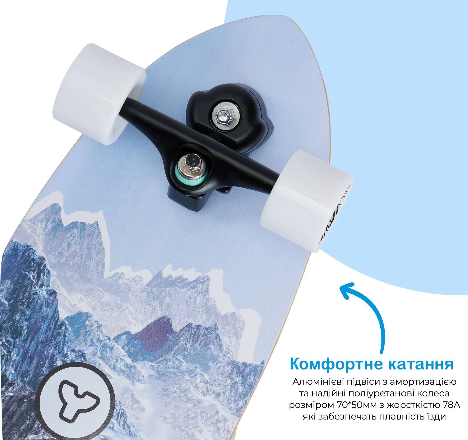 Skateboard Yvolution Dynamo Cruiser LED, 76 cm, Albastru foto