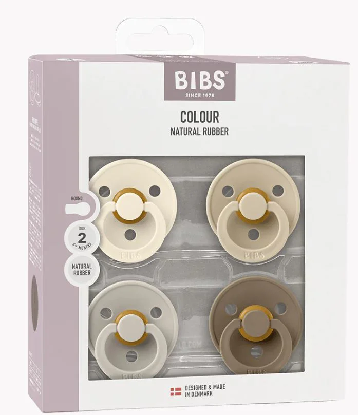 Set 4 suzete rotunde din latex BIBS Colour Ivory/Sand/Vanilla/Dark Oak (0-6 luni) foto