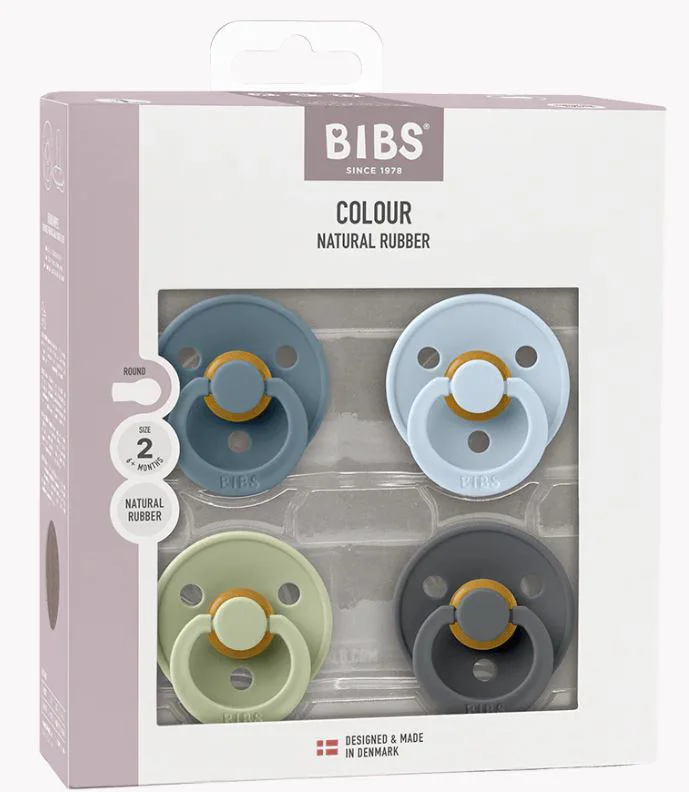Set 4 suzete rotunde din latex BIBS Colour Petrol/Sage/Baby Blue/Iron (0-6 luni) foto