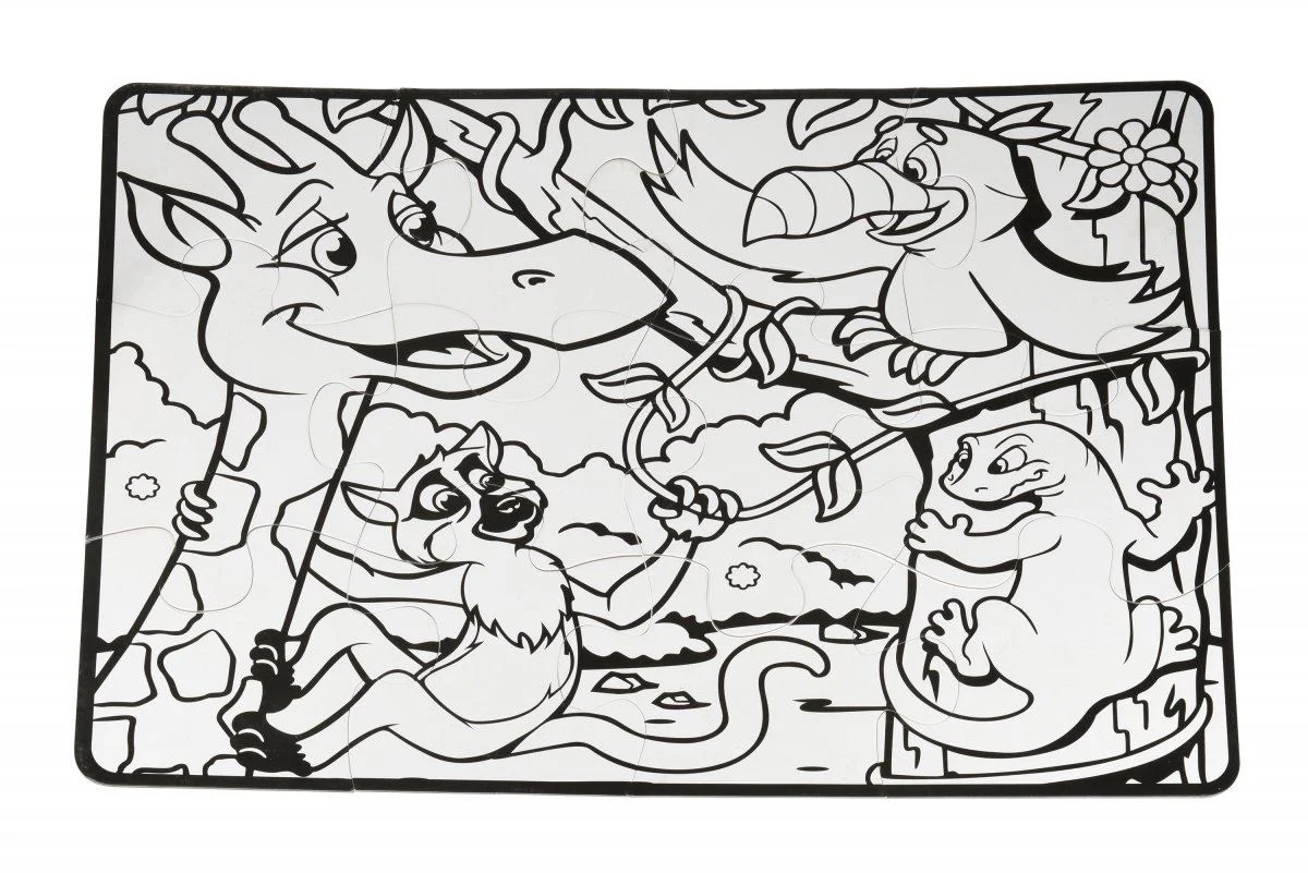 Puzzle de colorat Same Toy Jungle, 12 el. foto