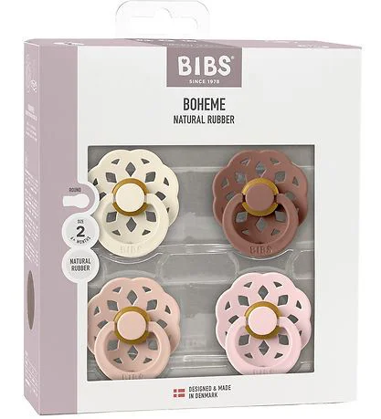Set 4 suzete rotunde din latex BIBS Boheme Ivory/Blush/Woodchuck/Blossom (0-6 luni) foto