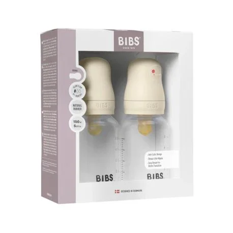 Набор из 2-х пластиковых бутылочек антиколиковых BIBS Ivory с латексной соской 0+ месяца, 2x150 мл foto