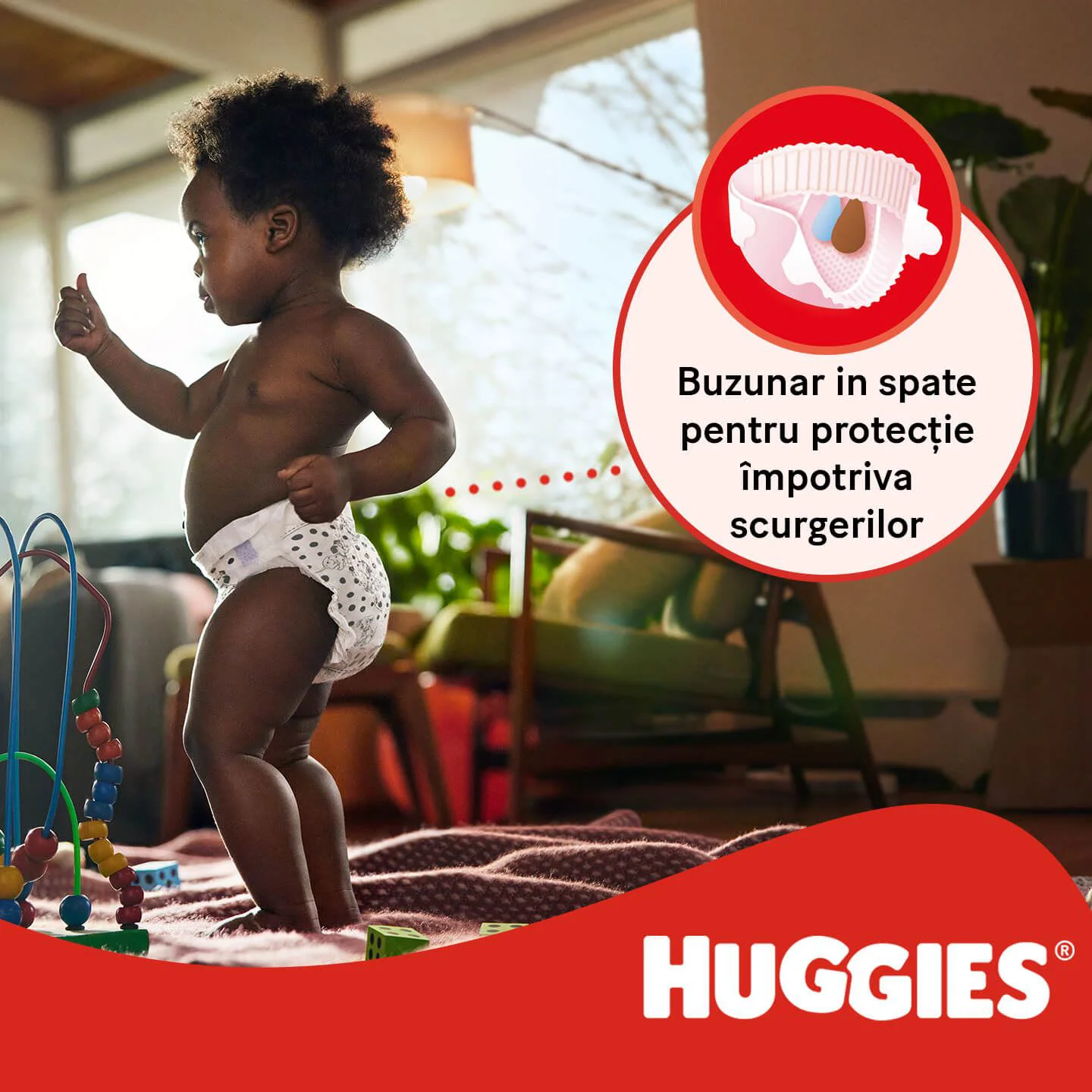 Scutece Huggies Little Movers Mega 5 Unisex (12-22 kg), 58 buc. foto