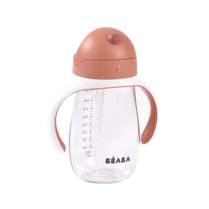 Cana cu pai din tritan Beaba Terracotta, 300 ml foto