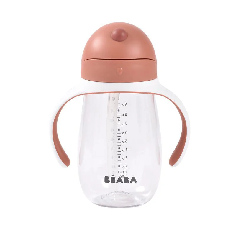 Cana cu pai din tritan Beaba Terracotta, 300 ml foto