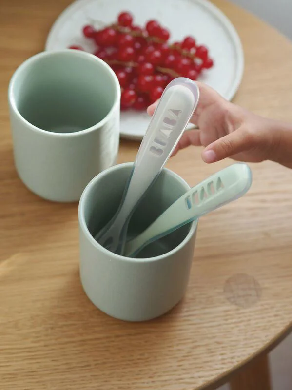 Set lingurite silicon Beaba Sage Green (4+ luni), 2 buc. foto