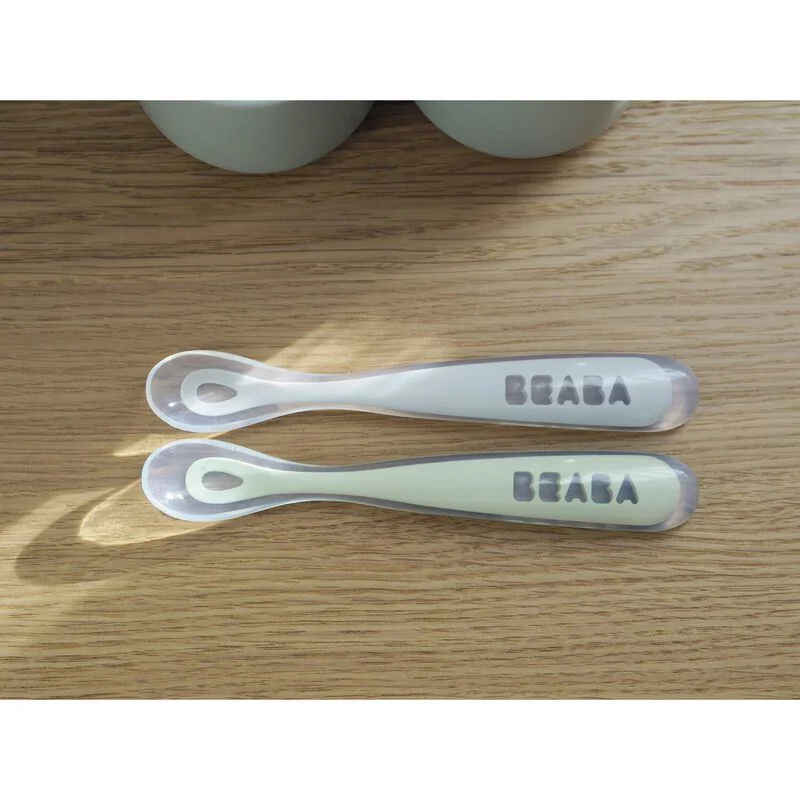Set lingurite silicon Beaba Sage Green (4+ luni), 2 buc. foto